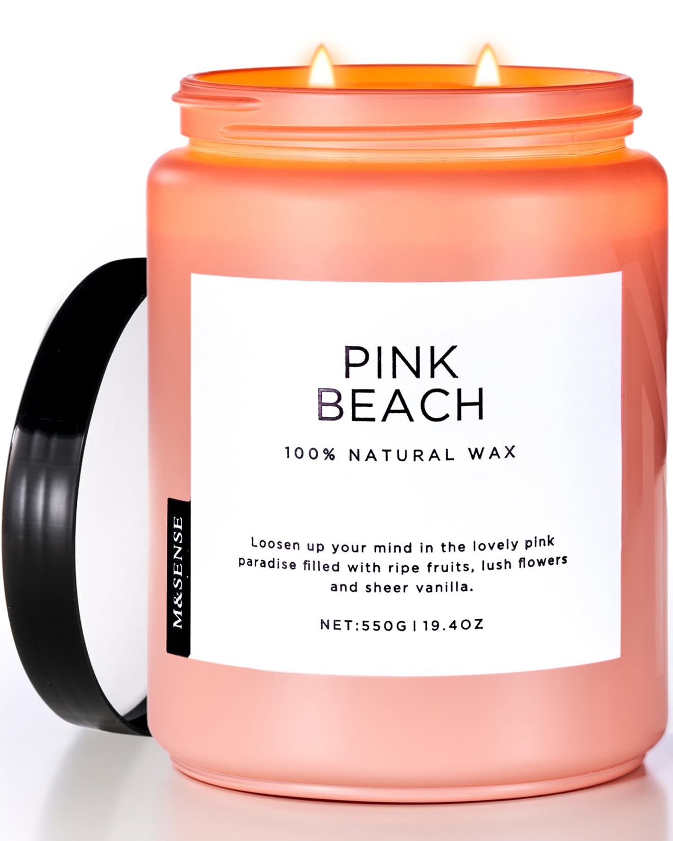 Pink Beach Sands Jar Candle, 19.4oz Pineapple Coconut Scented Natural Soy Candles for Home Scented, 110 Hour Burn Time, Home Decor Gift for Women, Friends, Family, Colleagues, Couples