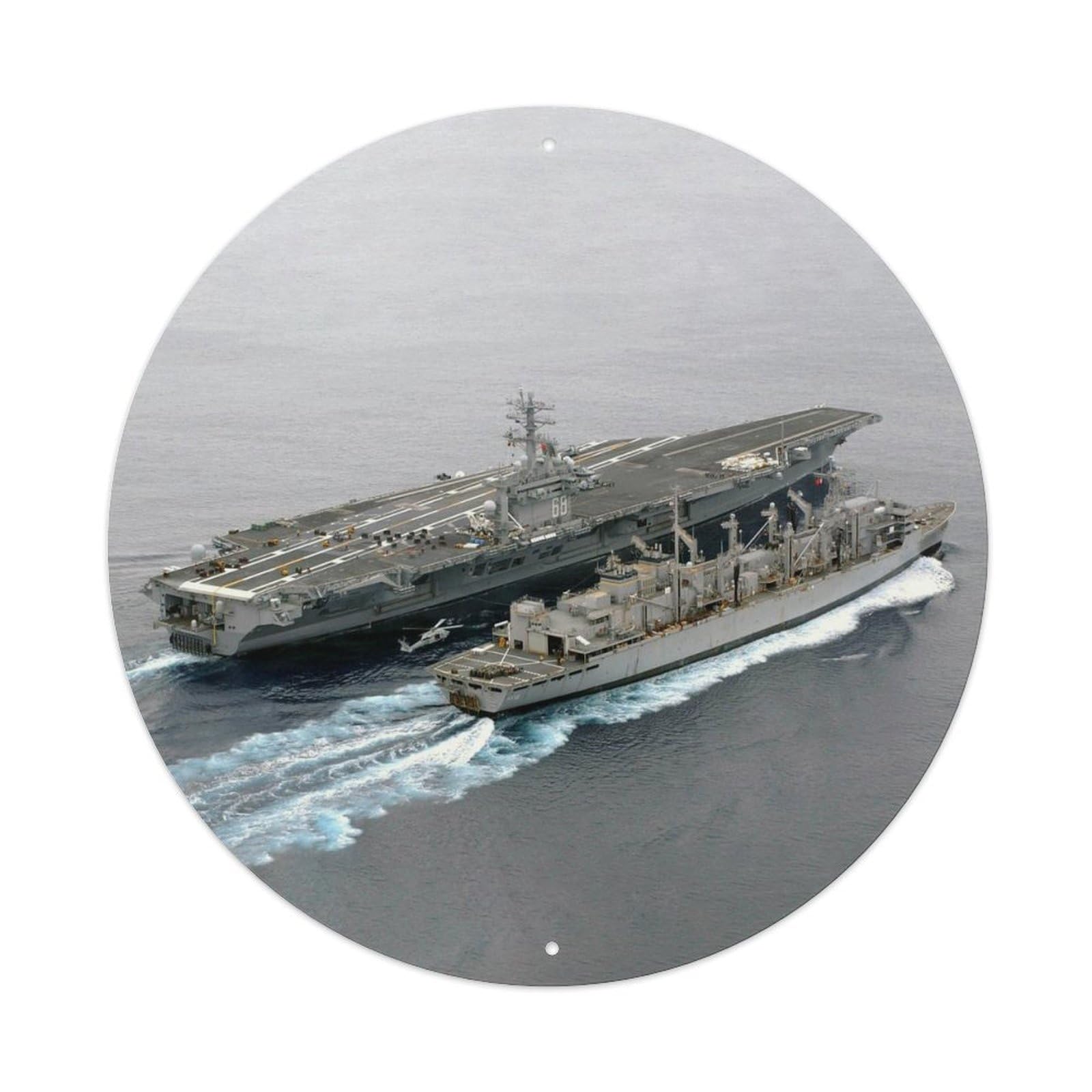 Olyhtr 8X8inch Classic Style Uss Cvn-68 And Usns Bridge Aircraft Carrier Metal Tin Sign