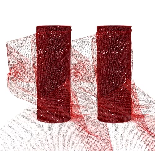 Tulle pailleté Bordeaux de 15,2 cm x 45,7 m idéal pour la décoration de mariage
