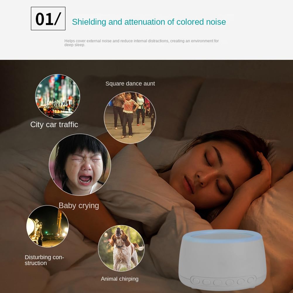 White Noise Machine Lautsprecher mit Licht, Schlaf-Sound-Maschine, Mehrere Natürliche Sound Einschlafhilfe für Atemzug für Schlaf Yoga Therapie Stressabbau