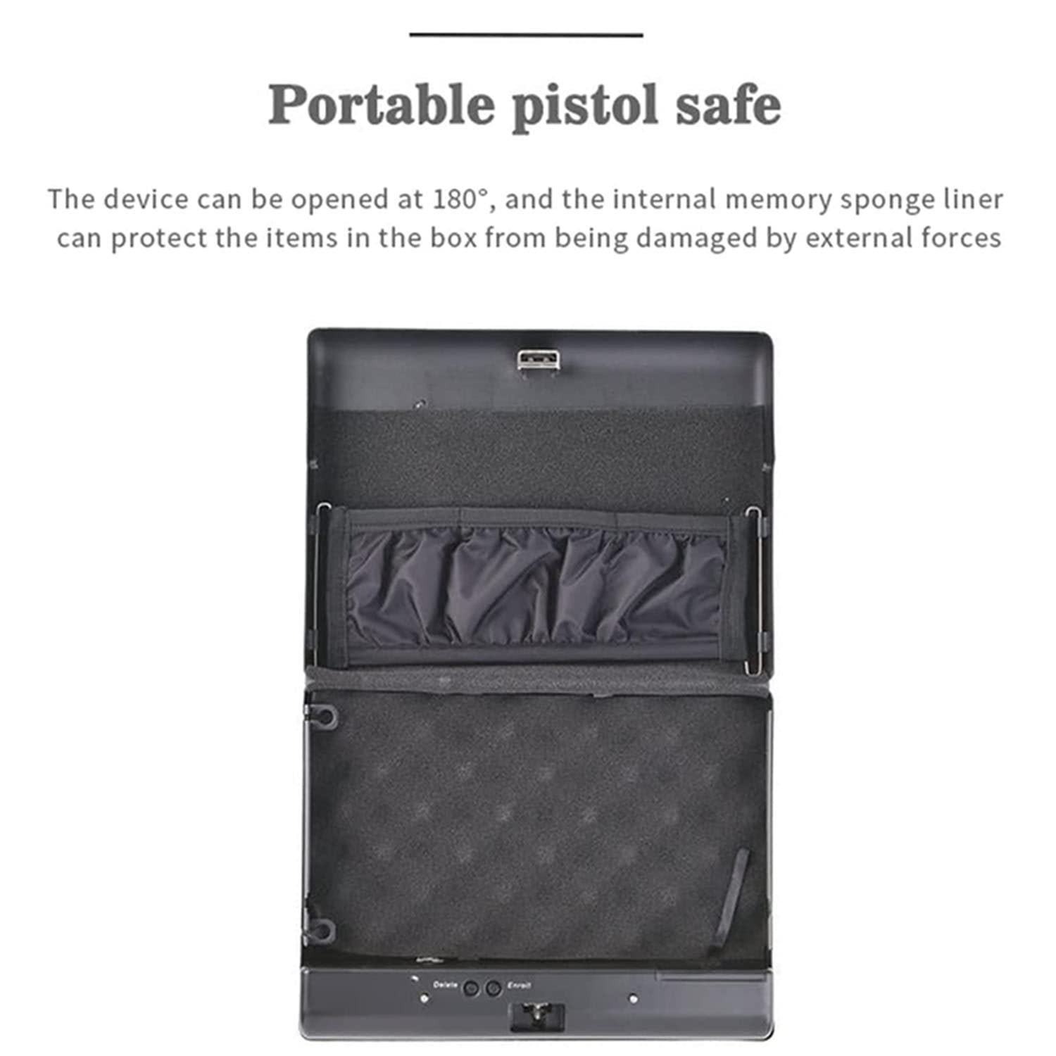 Caja de seguridad portátil, Caja fuerte con cerradura de combinación, con cable de seguridad, de acero, Estuche de almacenamiento seguro para pistola, Objetos de valor, Dinero - con dos llaves…