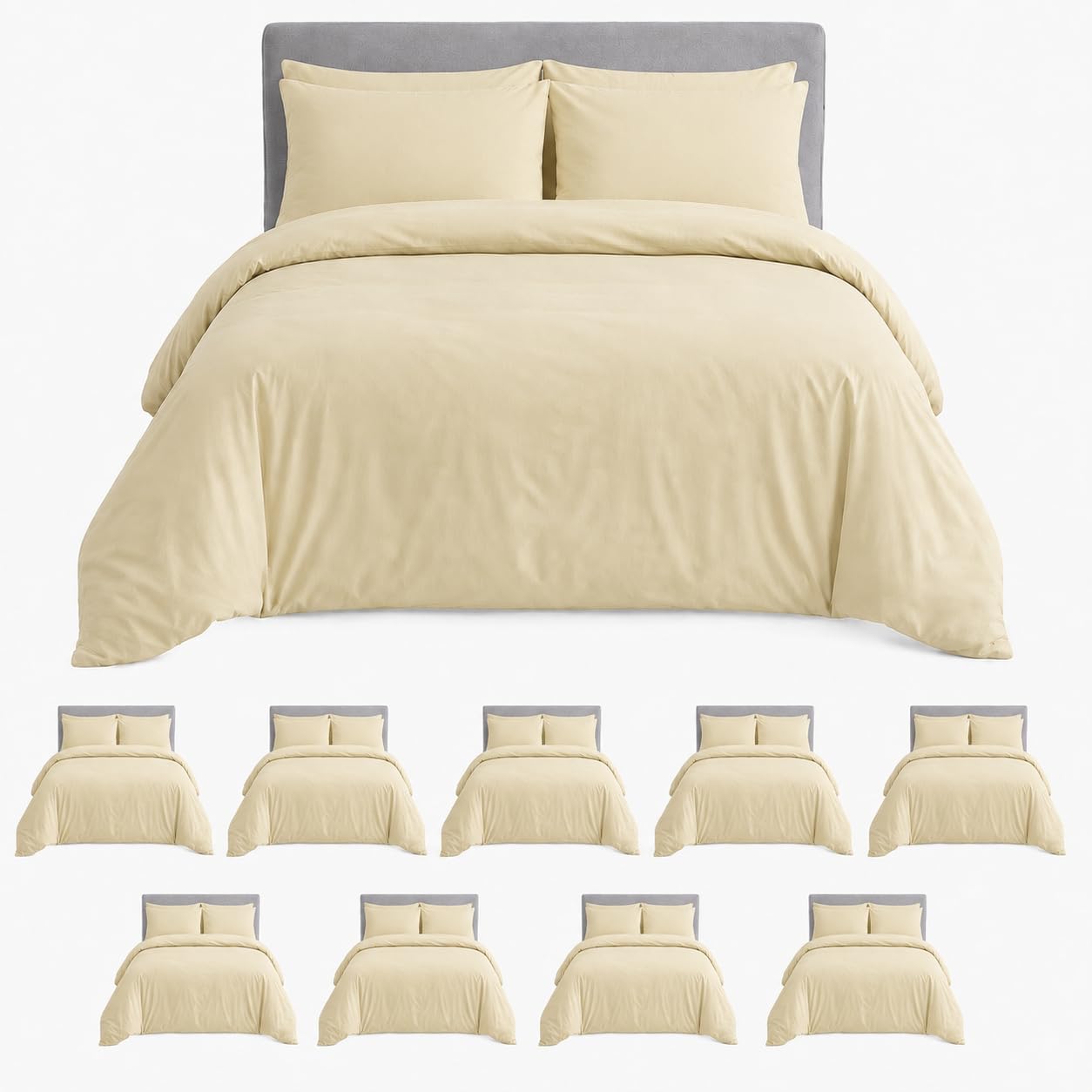 MOONLIGHT20015 King Size Duvet Cover Sets Pack of 10, Cream Bedding Sets