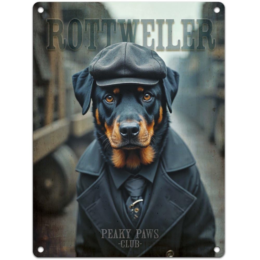 Small (150 x 200mm) Metal Sign - Peaky Paws Club - Rottweiler