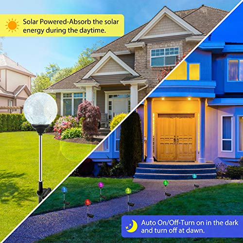 Solar Garden Path Lights Outdoor, 2-Pack of OxyLED Solar Globe Light Stakes, Color-Changing LED Garden Light Landscape Lighting, Auto On/Off Dusk to Dawn, Solar Powered Halloween Christmas Decor - Thumbnail 4