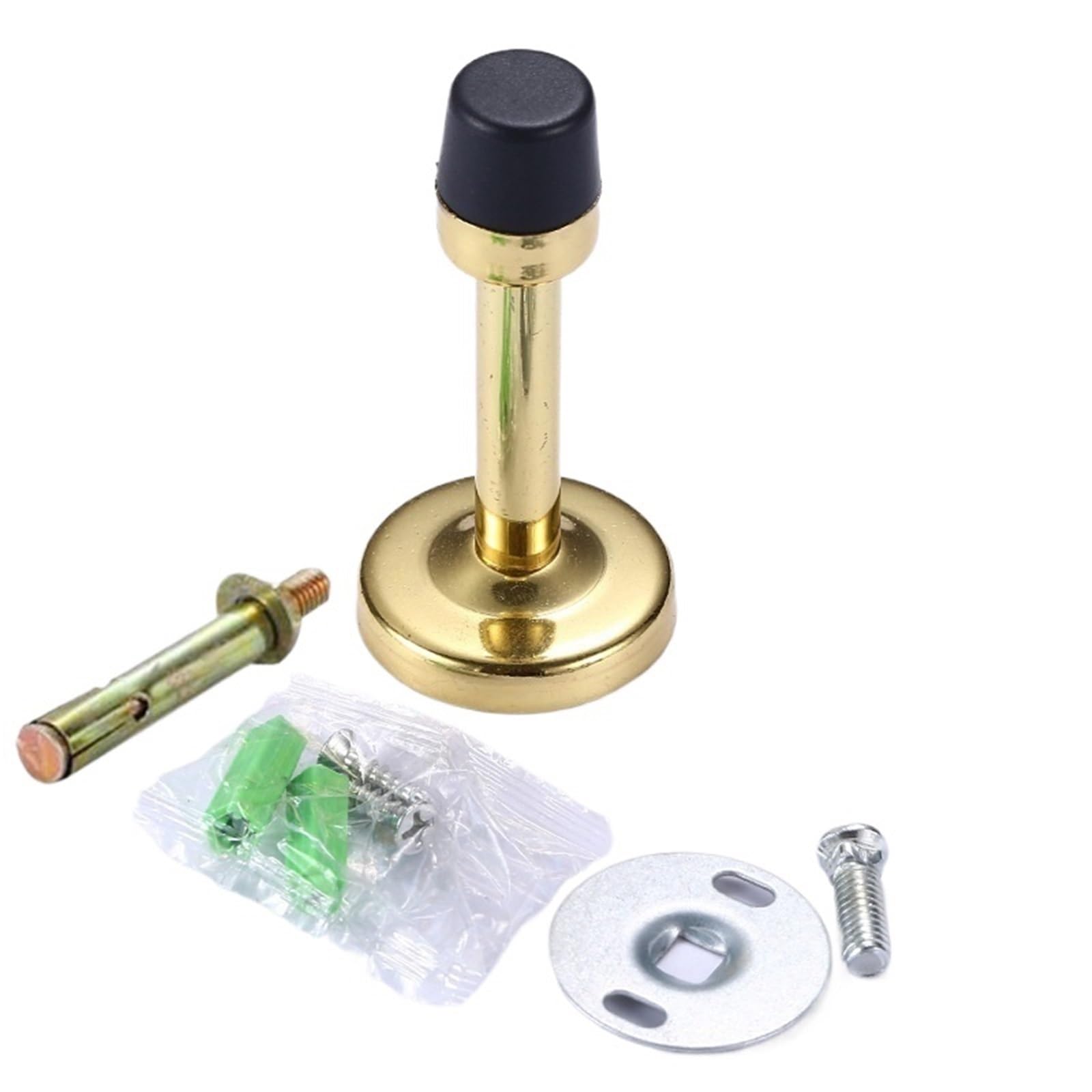 Door Stopper Stainless Steel Wall Mount Door Stop with Fix Screws for Bedroom Household Anti Collision Fitting(Screws Gold)