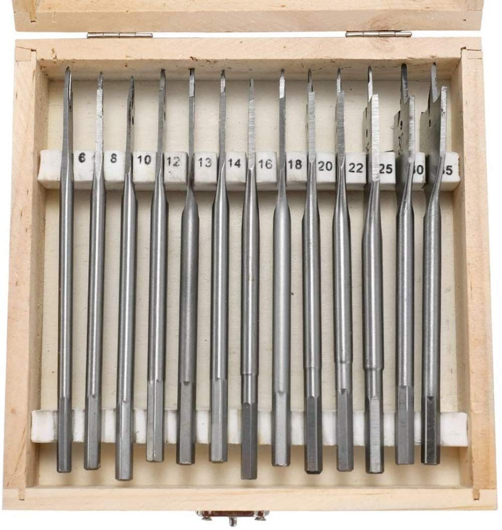 Juego de brocas de pala plana de 13 piezas Juego de brocas de metal Accesorios para herramientas de carpintería con vástago hexagonal