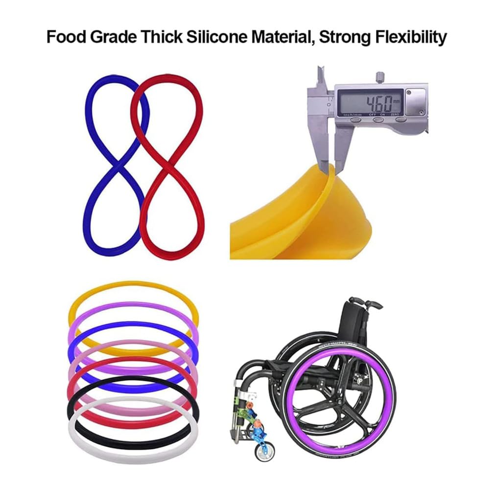 Copertura per sedia a rotelle, antiscivolo, resistente all'usura, 1 paio di accessori in silicone per sedia a rotelle, protezione durevole per ruote di sedie a rotelle