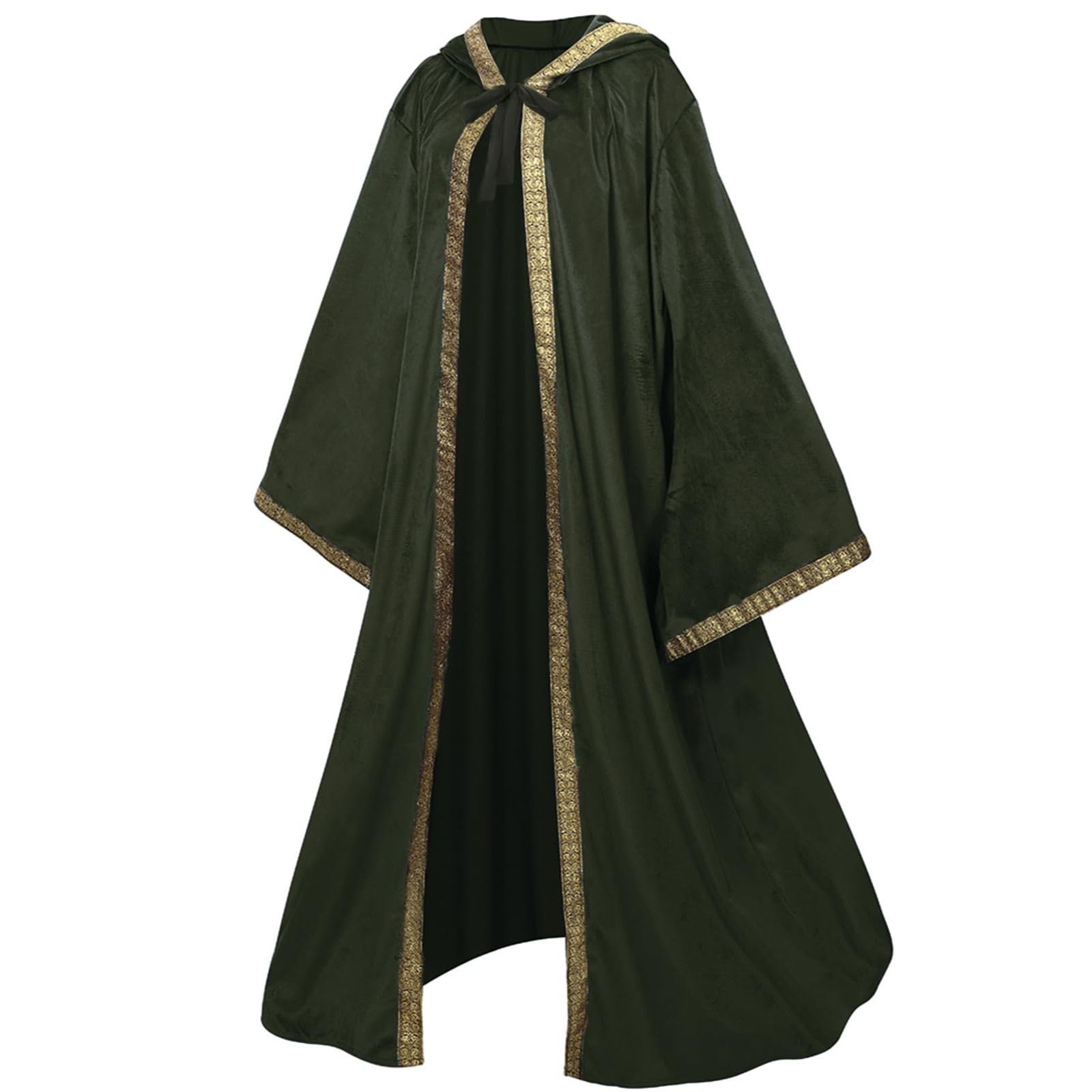 RRCBMD Wizard Cape Hooded Wizard Robe Men Cloak with Sleeves Robe Costume Wizard Outfit Wizard Robes Adult Men (Army Green-170CM) - Image 2