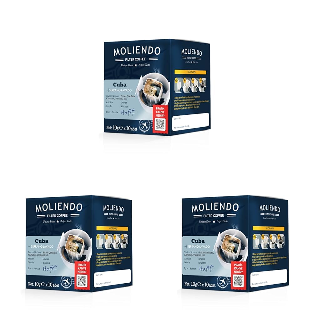 Moliendo Finest Coffee Cuba Serrano Lavado Pratik Filtre Kahve 10x10 g (3 paketi)