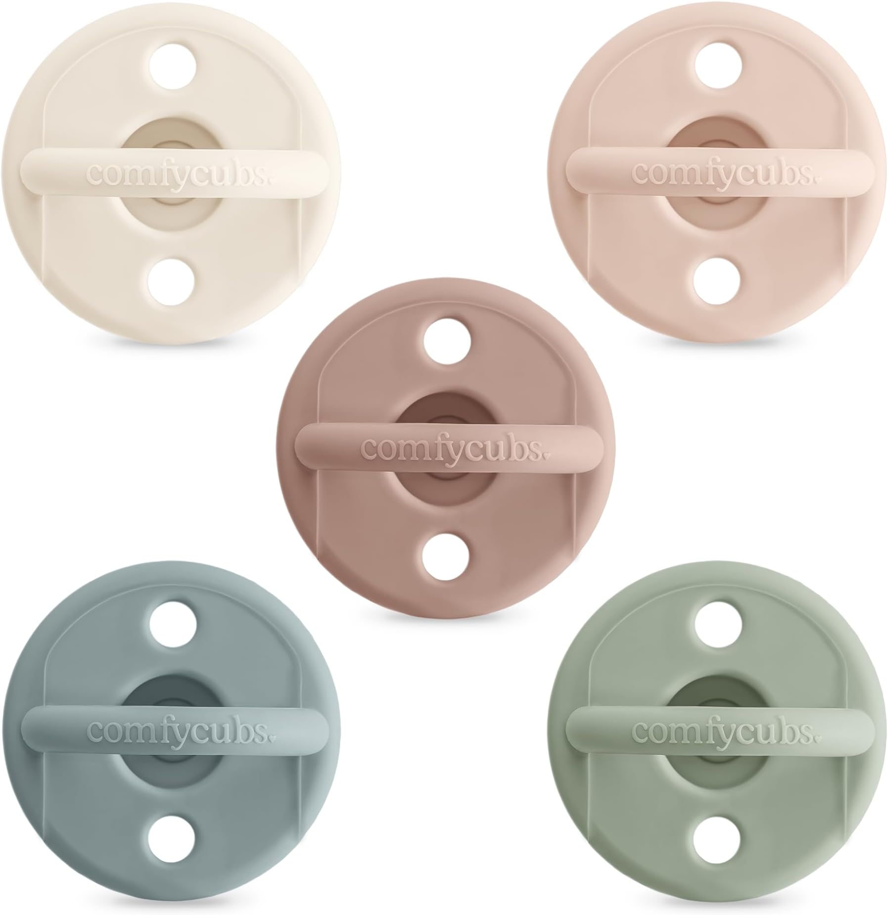 Baby Pacifiers, 5 Pack for 0+ Months, Soft Breast-Like Nipple Shape - CPSIA Compliant Silicone Pacifier for Newborns - Girl Pack Baby Essentials - Ideal Newborn Gift Set, Multicolor Neutral