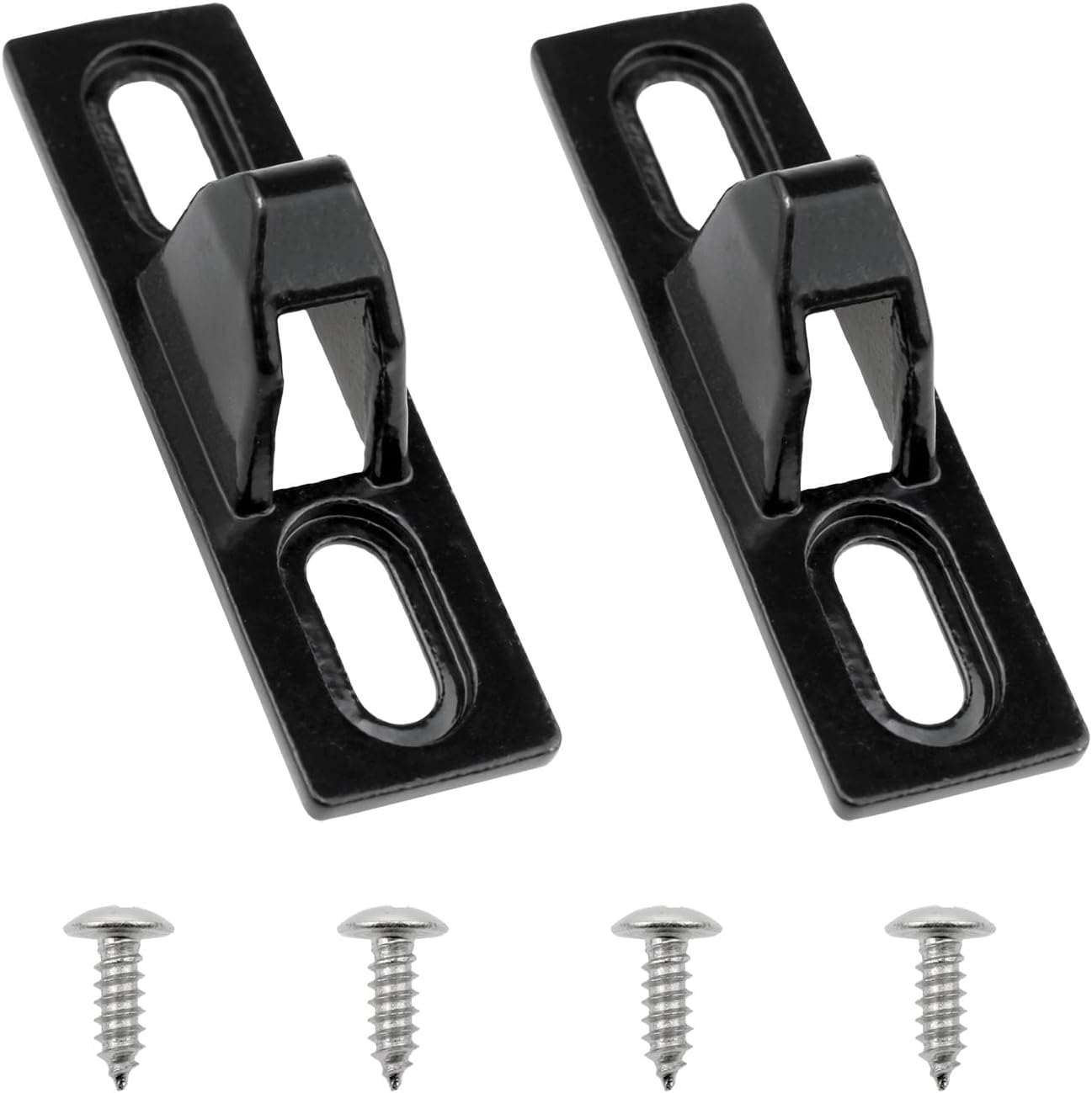 Lovelysp Sliding Door Keepers Stainless Steel Sliding Glass Door Lock Keepers with Mounting Screws for Sliding Patio Doors (Black) -2PCS