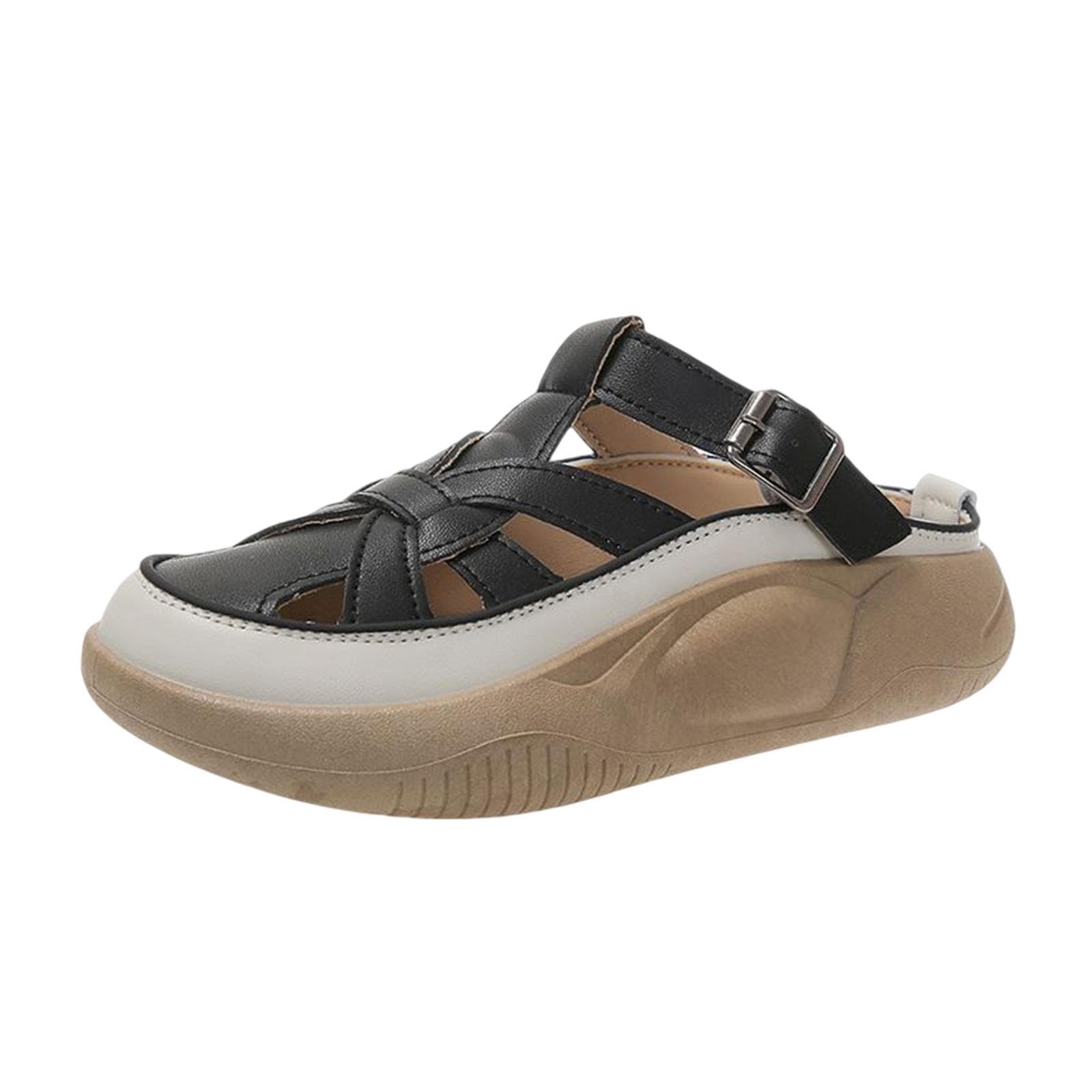 Women Sandals Casual Slippers Ladies Girls Thick Sole Pool Female for Travel 40 Black-image-14