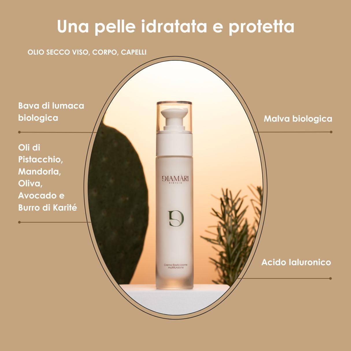 Crème Visage Élastifiante Multifonctionnelle Diamàri – Hydratante, Antioxydante, Nourrissante, avec Mucus d'Escargot Biologique et Huile de Rose Musquée, Testé au Nickel, 50ml