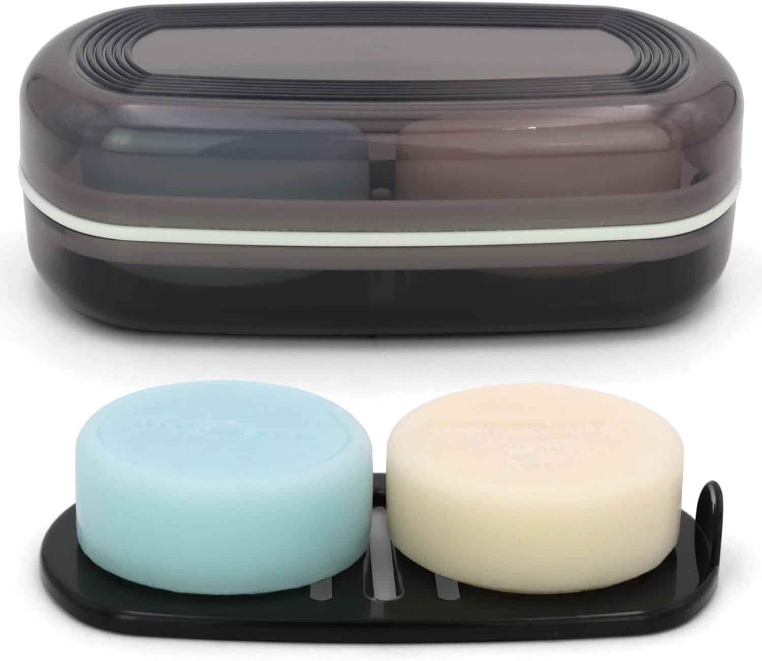AIMAIAIMAI Shampoo Bar Holder, Large Soap Case with Drainage Tray, Blue