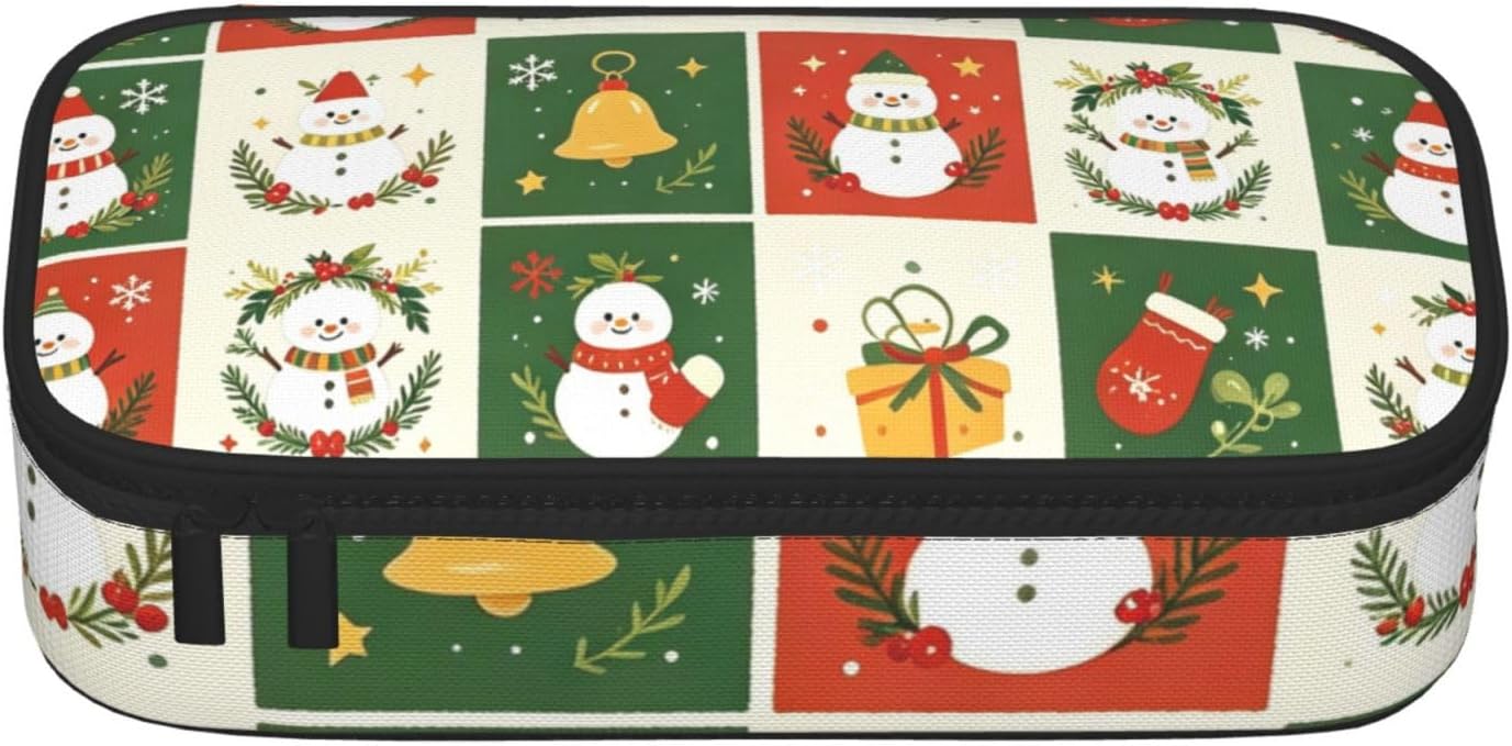Christmas Snowman Full-print Multifunctional Pen Organizer Storage Pouch