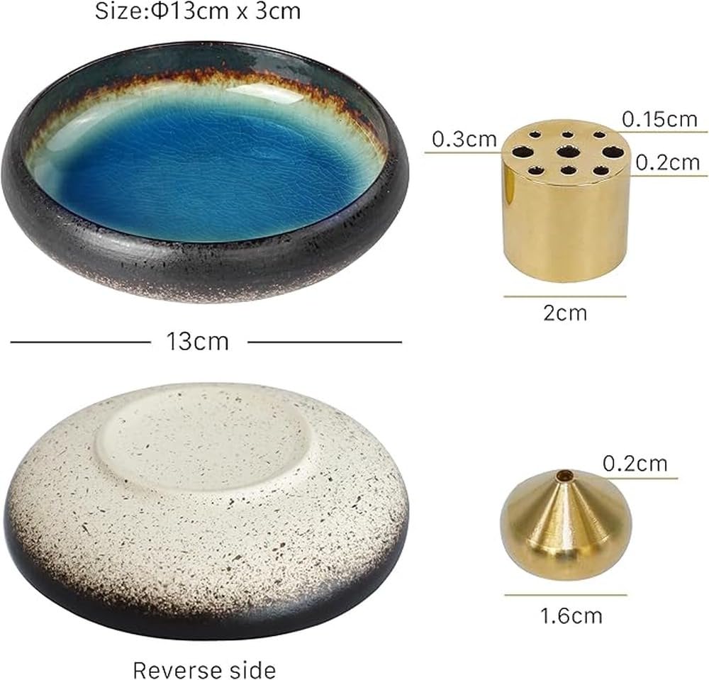 Porta incenso in ottone con goccia d'acqua Porta incenso a,blu