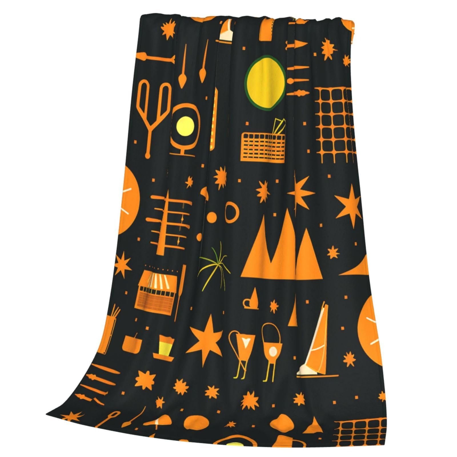 Couverture pour canapé géométrique orange flanelle 203x152 cm