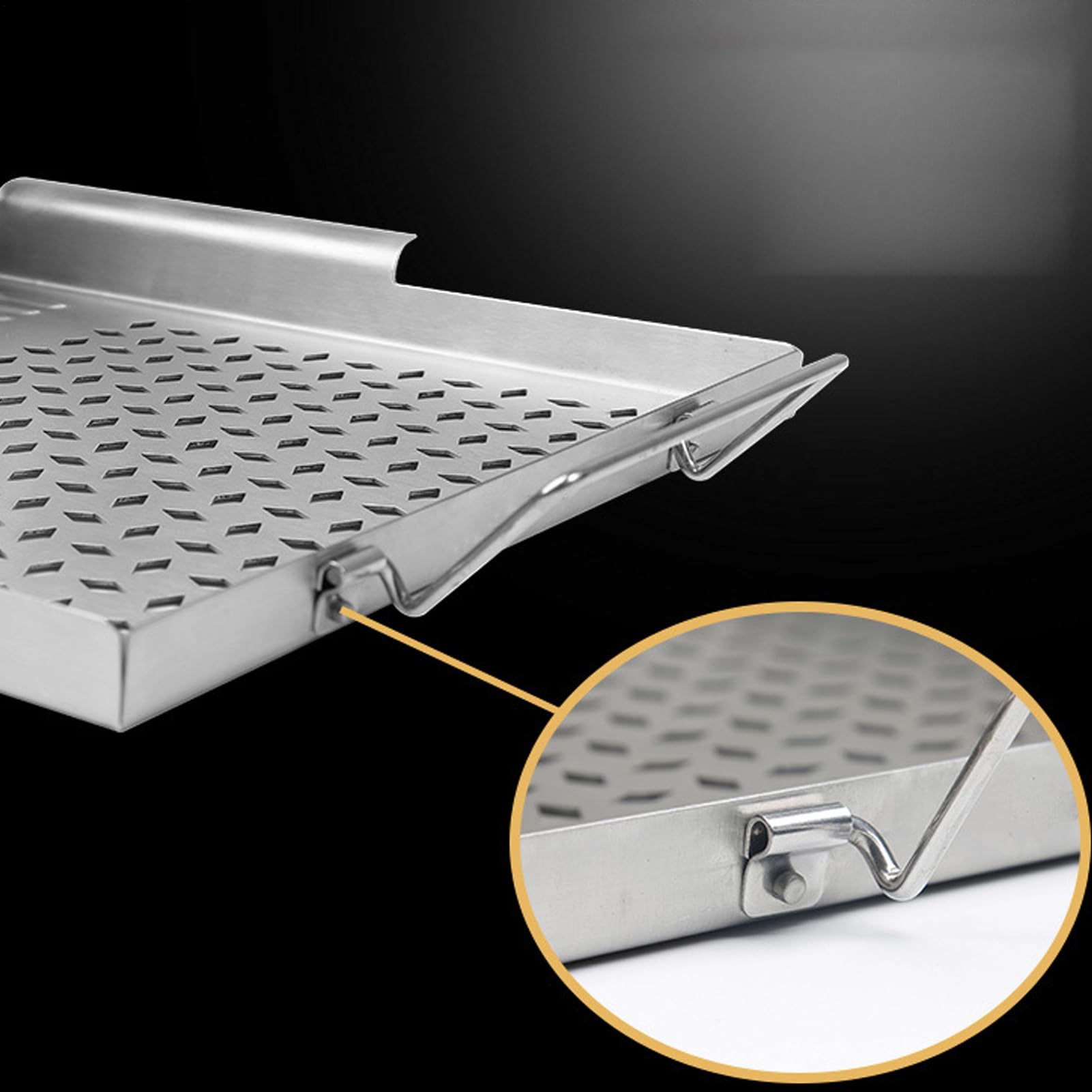 Plancha de acero inoxidable para parrilla de gass, 43 cm x 29 cm, universales, con superficie plana y espátula de madera, ideal para parrillas de carbón y gass