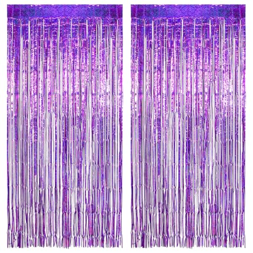 Lametta Vorhang Lila Glitzer, 2 Stück Glitzervorhang Lametta Lila...