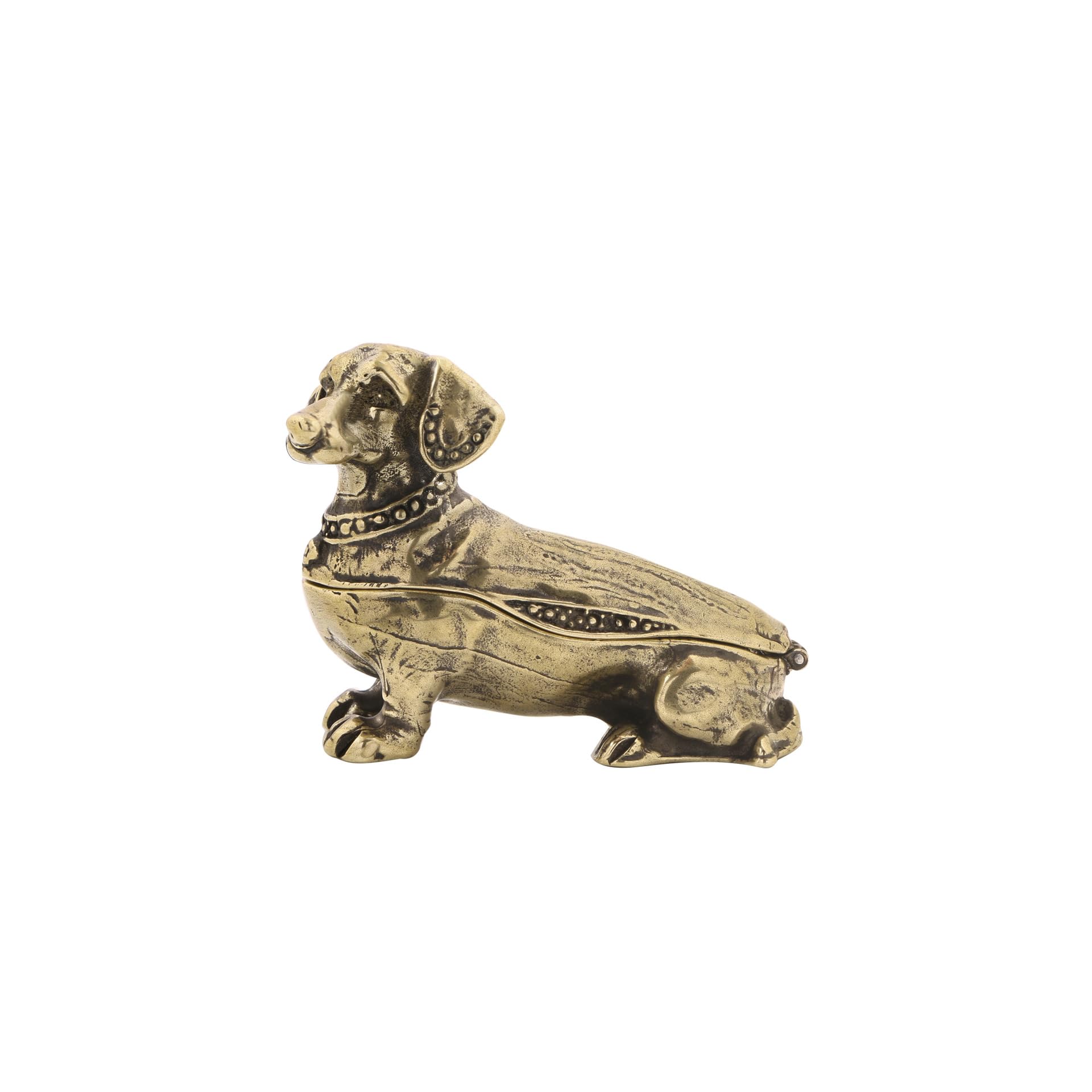 NGDFGR Brass Dachshund Dog Miniature Statue,Interesting Animal Dog Jewelry Storage Box Desktop Bookshelf Decor