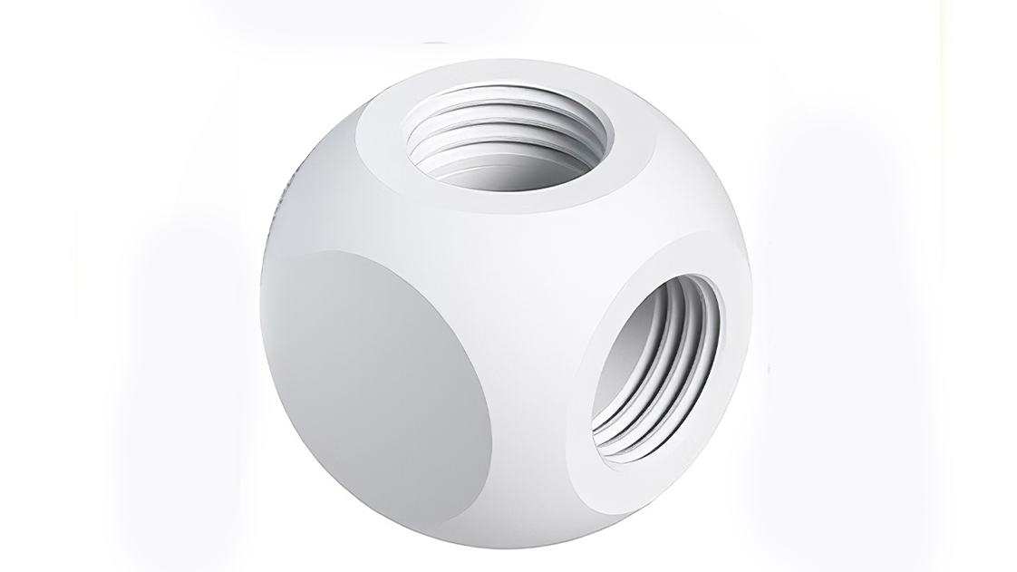 Image of Dracaena.io 2 Pack G1 /4 inch Thread, 4-Way Ball Fitting Extender or Connector for The Computer Water Cooling System, Durable Brass /Copper Material, White