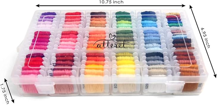 The Original 108-Color Embroidery Floss Kit 99 Cotton & 9 Metallic Threads with DMC Color Coding Perfect for Cross Stitch, Friendship Bracelets, String Crafts, and Embroidery Thread Organizer Box