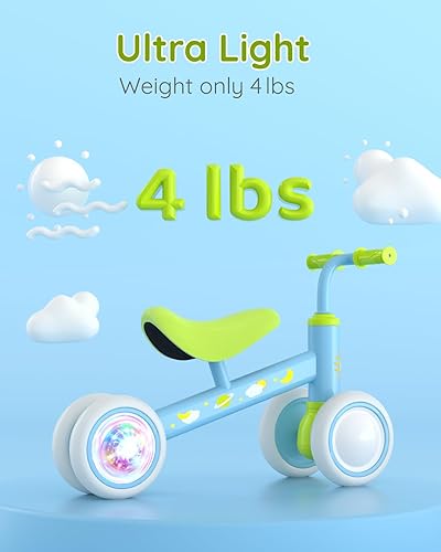 Miniatura 5 de Lilian&Gema Colorful Lighting - Bicicleta de equilibrio para bebés de 1 año, bicicleta de equilibrio para niños de 12 a 24 meses, sin pedales, 4