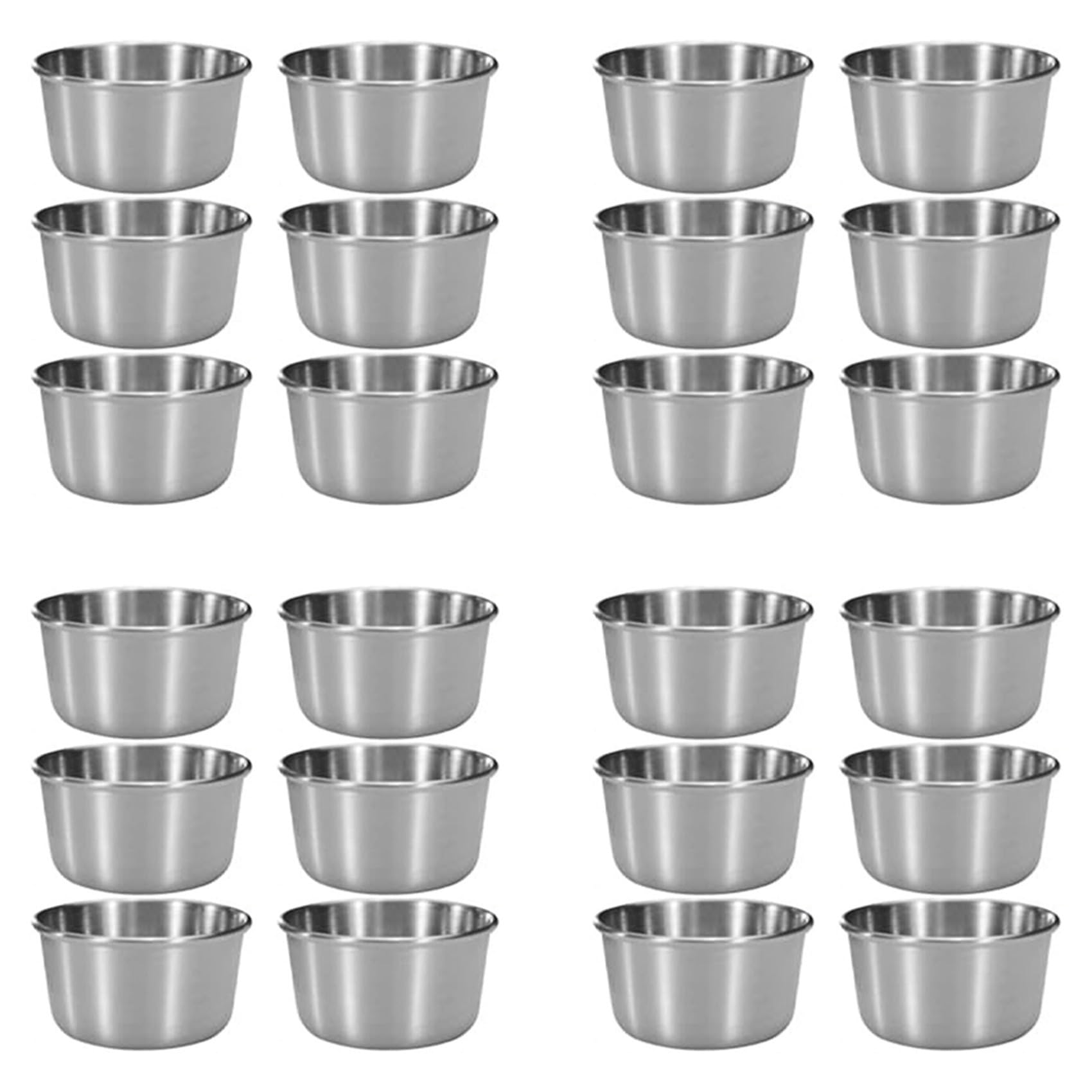 Hndhbfgrt 24Pcs 2 Oz Stainless Steel Dipping Sauce Cup, Mini Dip Bowls, Reusable Metal Condiment Cups Ramekins Containers (Silver)
