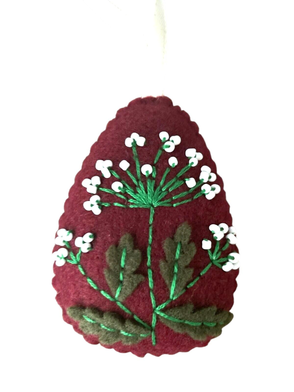 Handmade felt Easter decorations hanging ornaments bunny, chicken, egg (dark red egg) โ image 1