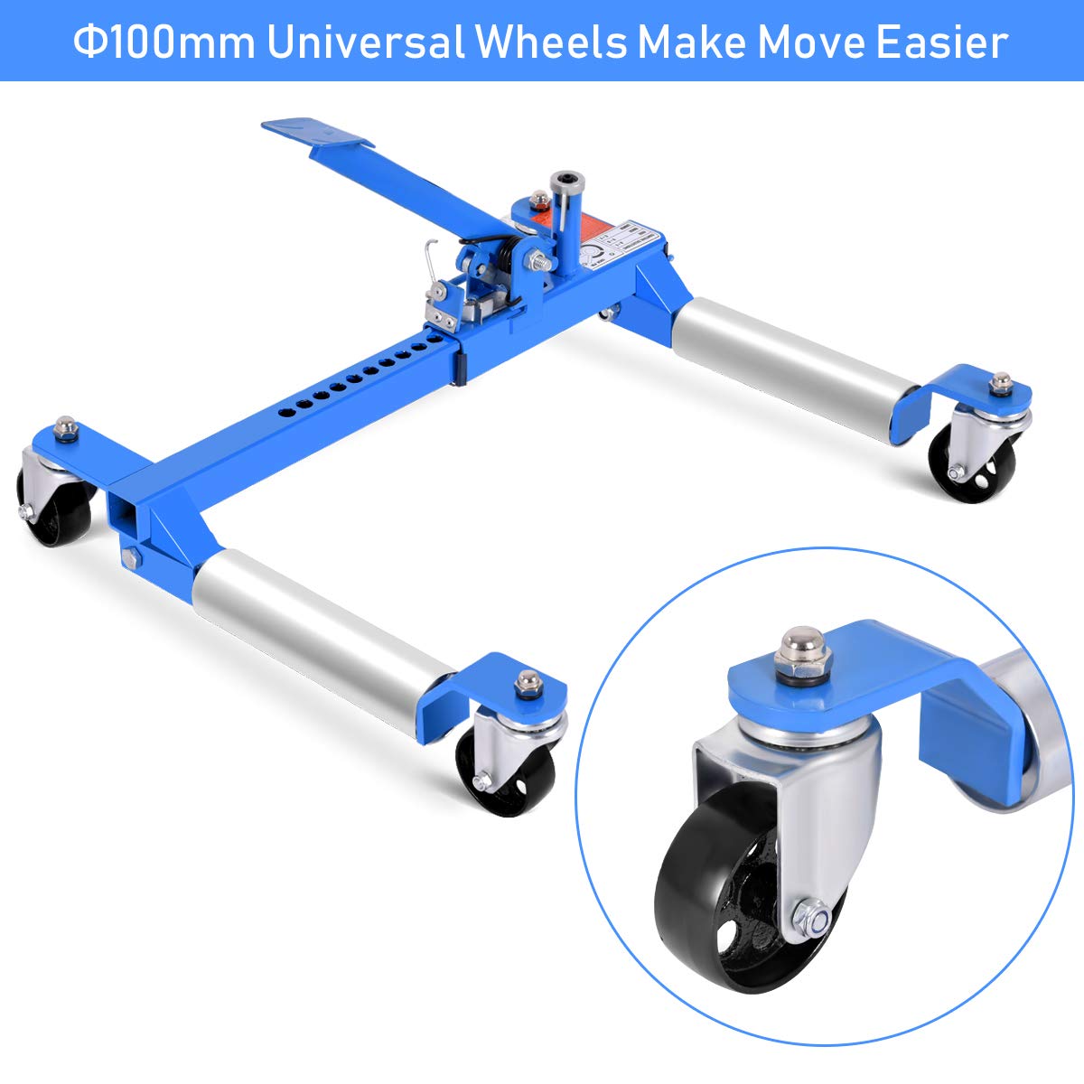 COSTWAY 1500lbs Hydraulic Wheel Skate Dolly with 4 Swivel Castors, Foot