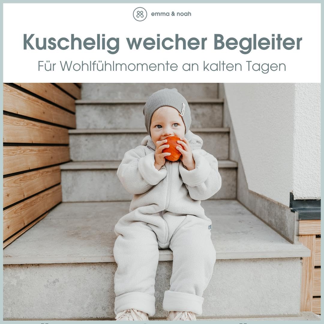 emma & noah Overall Baby, Mitwachsend, Baby Anzug mit Kapuze, Umschlagbare Beine und Ärmel, Wattiert und Gefüttert, Weich und Warm, Ideal für Herbst, Winter und Frühling