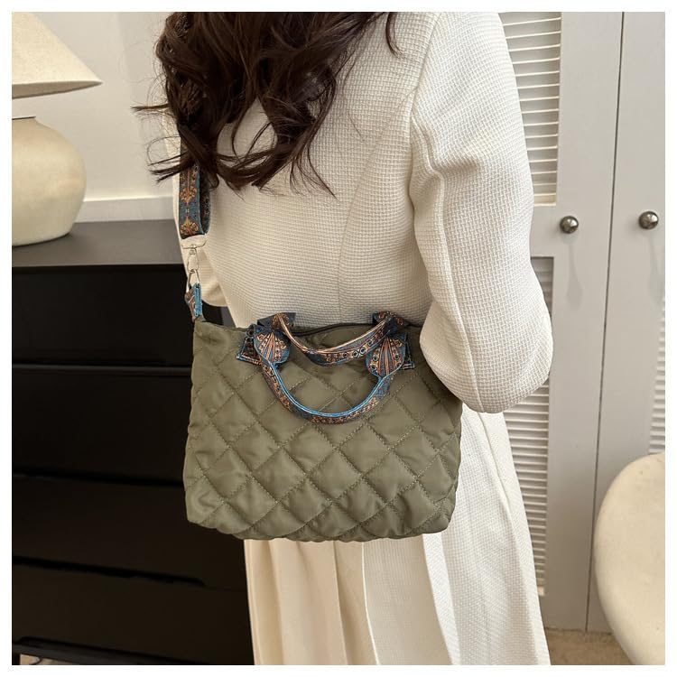Bolso tote para mujer, bolso acolchado con cremallera, bolso grande para hombro con compartimentos para viaje, trabajo y gimnasio miniatura 4