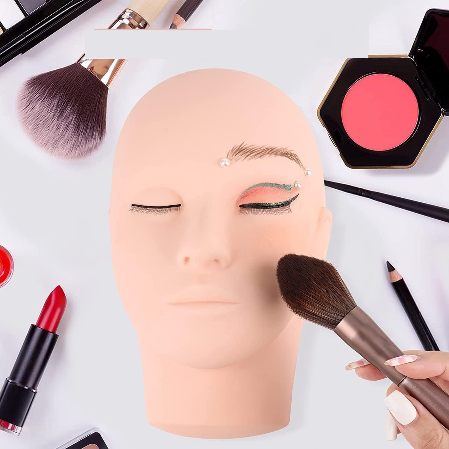 ELITEWAVE Makeup Practice Face Board, face dummy for makeup practice , Practice Skin Board, for Makeup Practice Mask Skin Face Eye Makeup Practice for Beginner Makeup Artist The Perfect Makeup (1 - Pcs, SKIN)-image-17