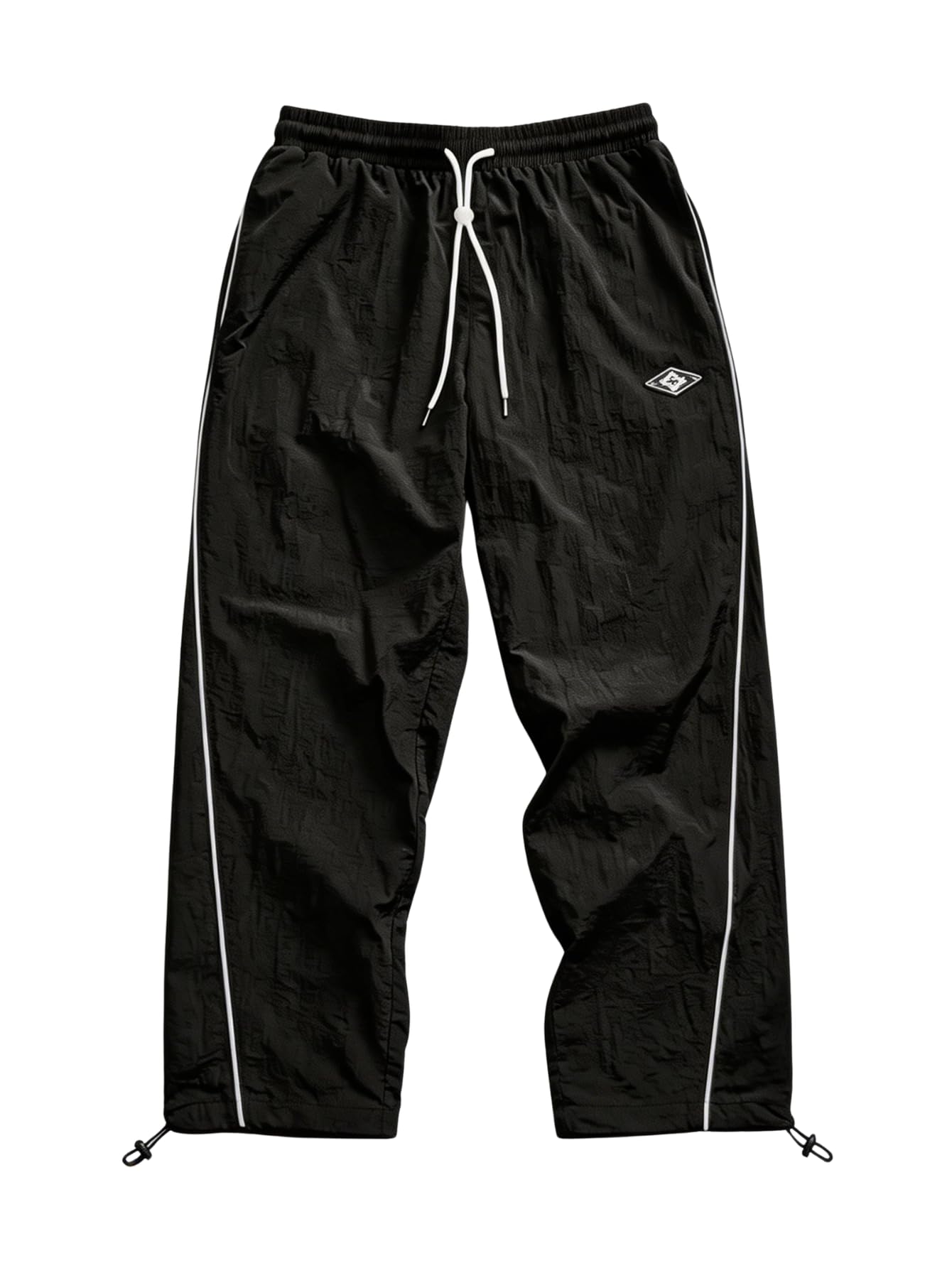 SOLY HUX Men's Parachute Track Pants Baggy Sweatpants with Pockets Large Black