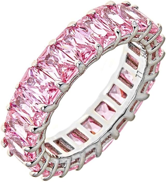 Maya J Eternity Ring - Emerald-Cut, with Artisan Fashioned Gemstones