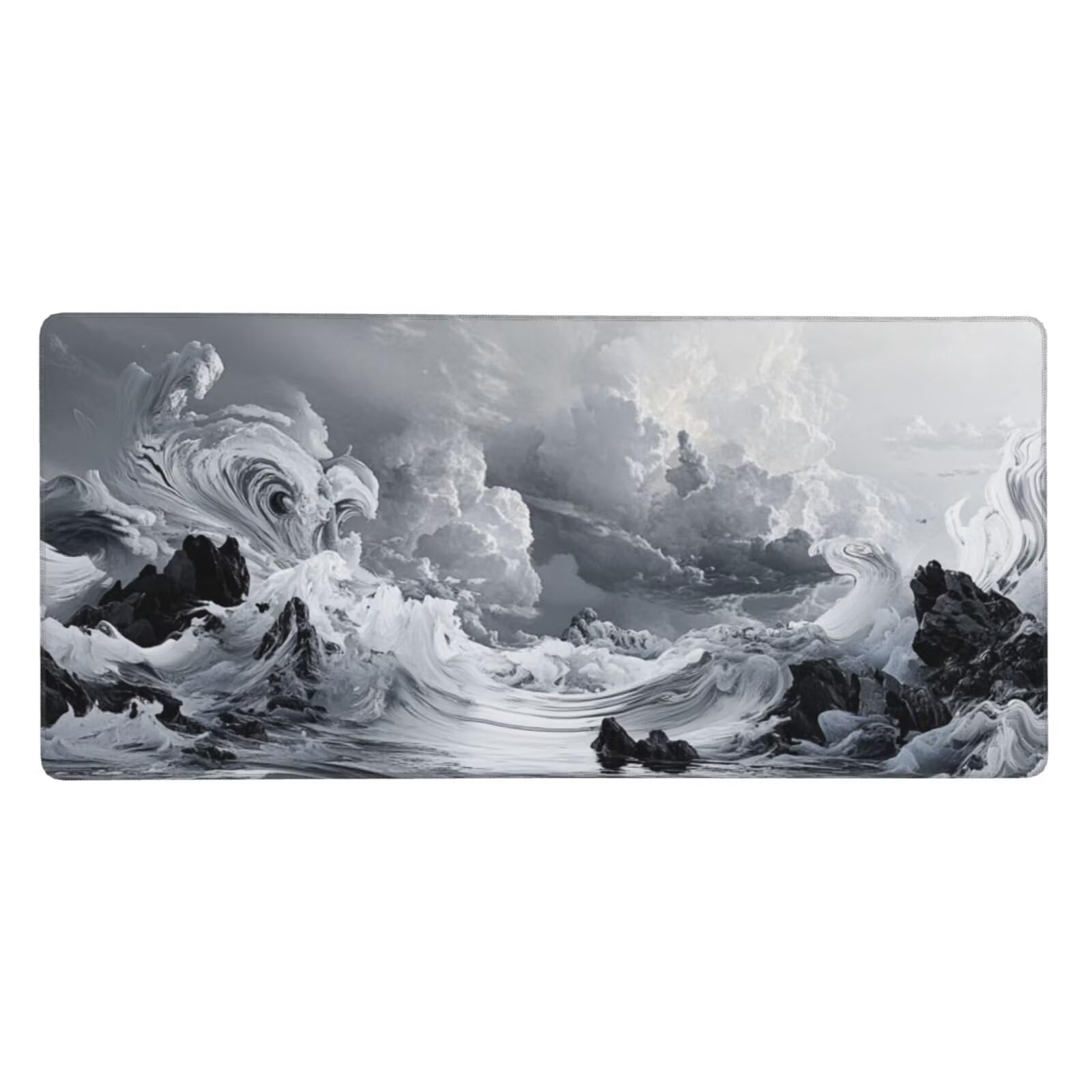 Tapis de Souris Blanc XXL 1400x600 mm Tapis de Souris Gaming Antidérapant Desk Mat avec Bord Verrouillable, Imperméable Grand Mouse Pad Convient pour Bureau, Maison et Salle de Jeux (Abstrait) 2S-1032
