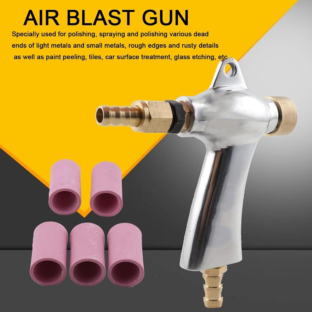 Stop Aluminium Pistolet Do Piaskowania, Pneumatyczny Pistolet Do Piaskowania Piaskowanie Zestaw Szafkowy Z 5 Dyszami Ceramicznymi Do Piaskowania Maszyna Szafkowa Silver,One Size
