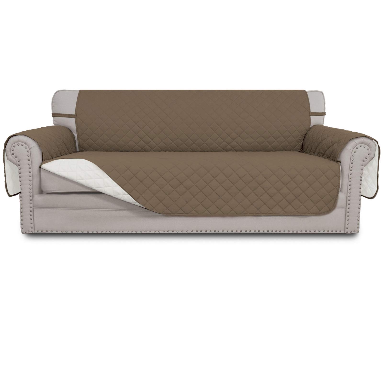 Easy-Going Reversible Couch Cover, 4 Seater Sofa, Camel/Ivory