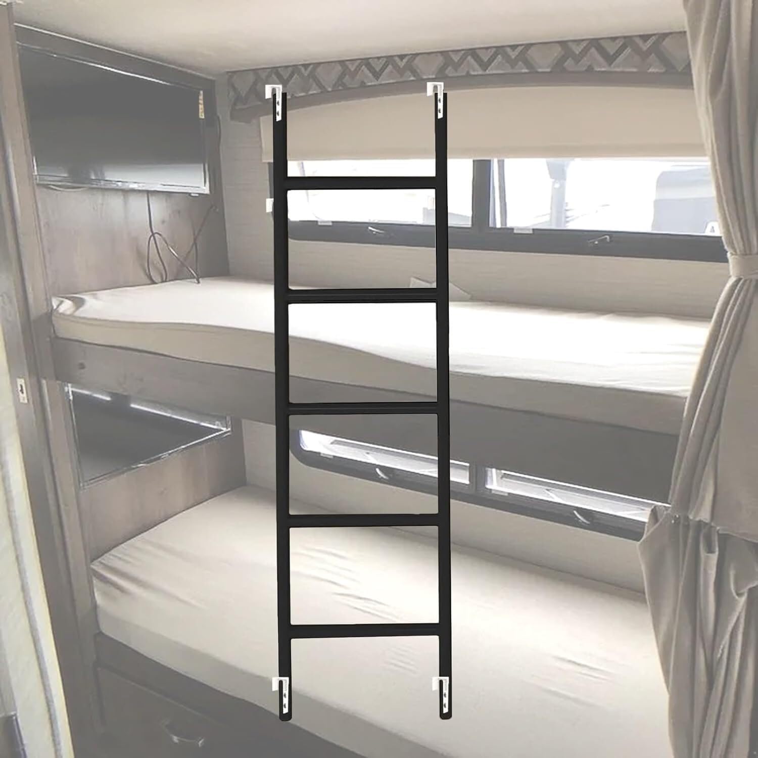 Bunk Bed Ladders Step Ladder with Hooks, Metal Climb Ladder Replacement Hanging Bed Ladder(150cm(59"))