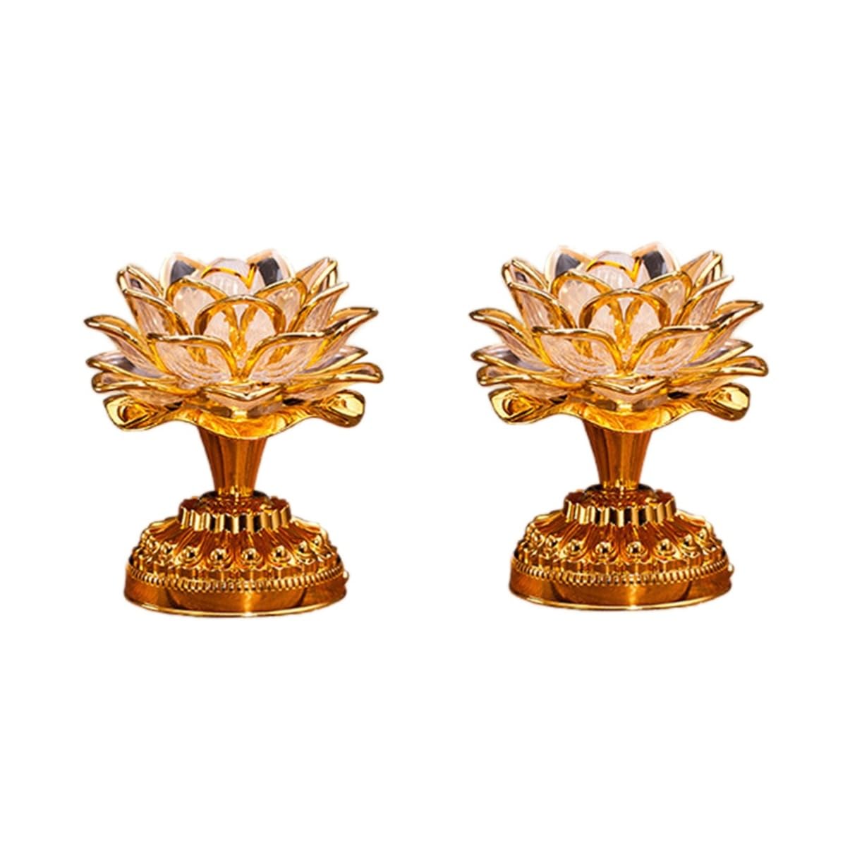 OSALADI 2pcs Lotus Buddha lamp Buddhist Light Buddhist Supplies Buddhist Lotus Lamp Wishing Light LED Lotus Buddhist Lamp LED Candle Lights Portable Everlasting Light