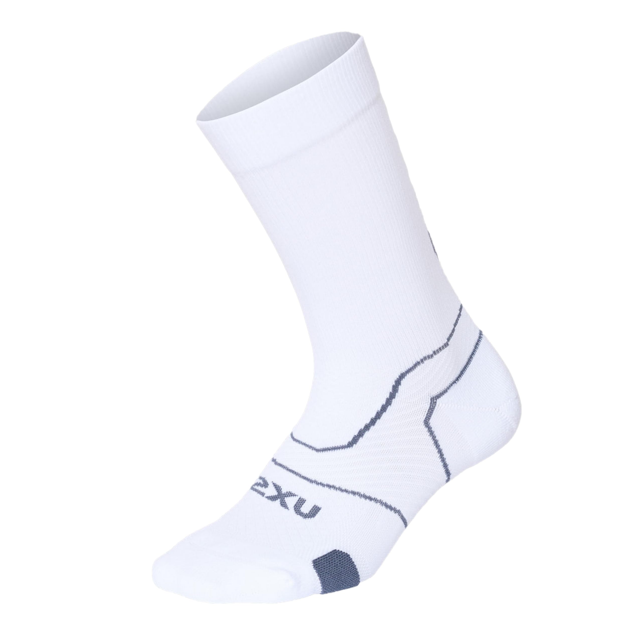 2XU Unisex Vectr Cushion Crew Socks - Sports Performance Socks - White/Grey - Size X-Large (Men's Size 12.5-14, Women's Size 14-15.5)