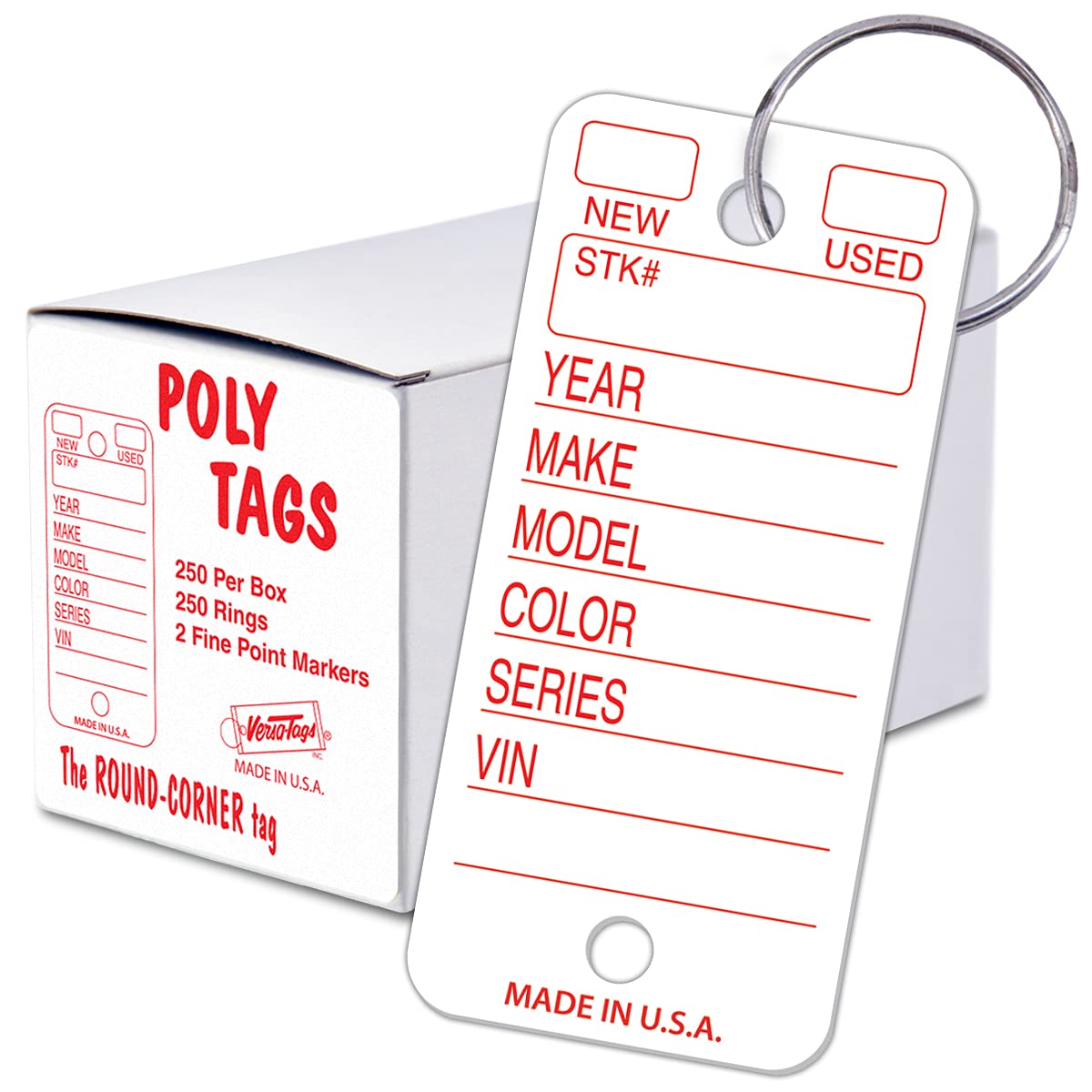 Versa-Tags Poly Tag Key Tags - White (250/box) by Dodson Group