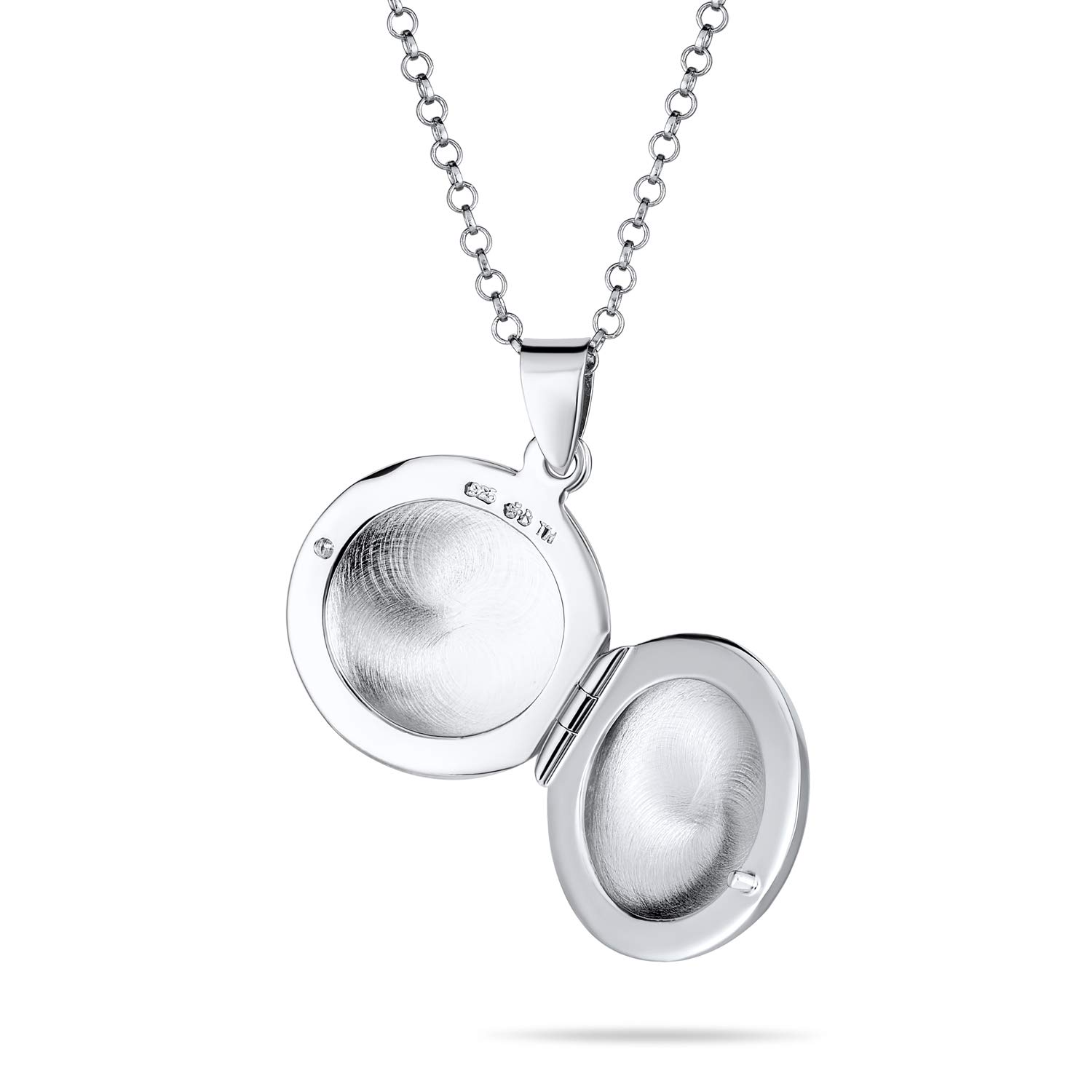 Bling Jewelry Medaglioni Fotografici Personalizzati Semplici A Cupola Rotonda Per Donne E Adolescenti Lucidati In Argento .925 Collana Con Ciondolo Che Contiene Foto