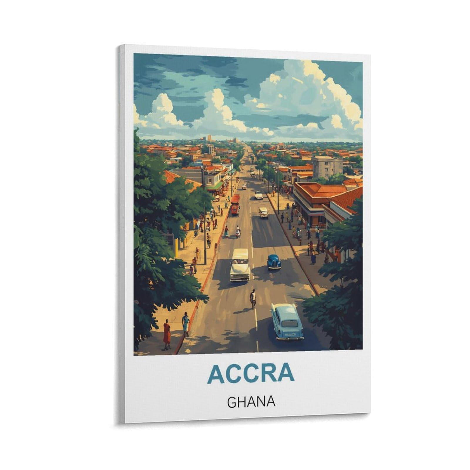 FJIWECWSQ Accra Ghana Vintage Travel Posters 08x12inch(20x30cm) Canvas Wall Art Painting Prints