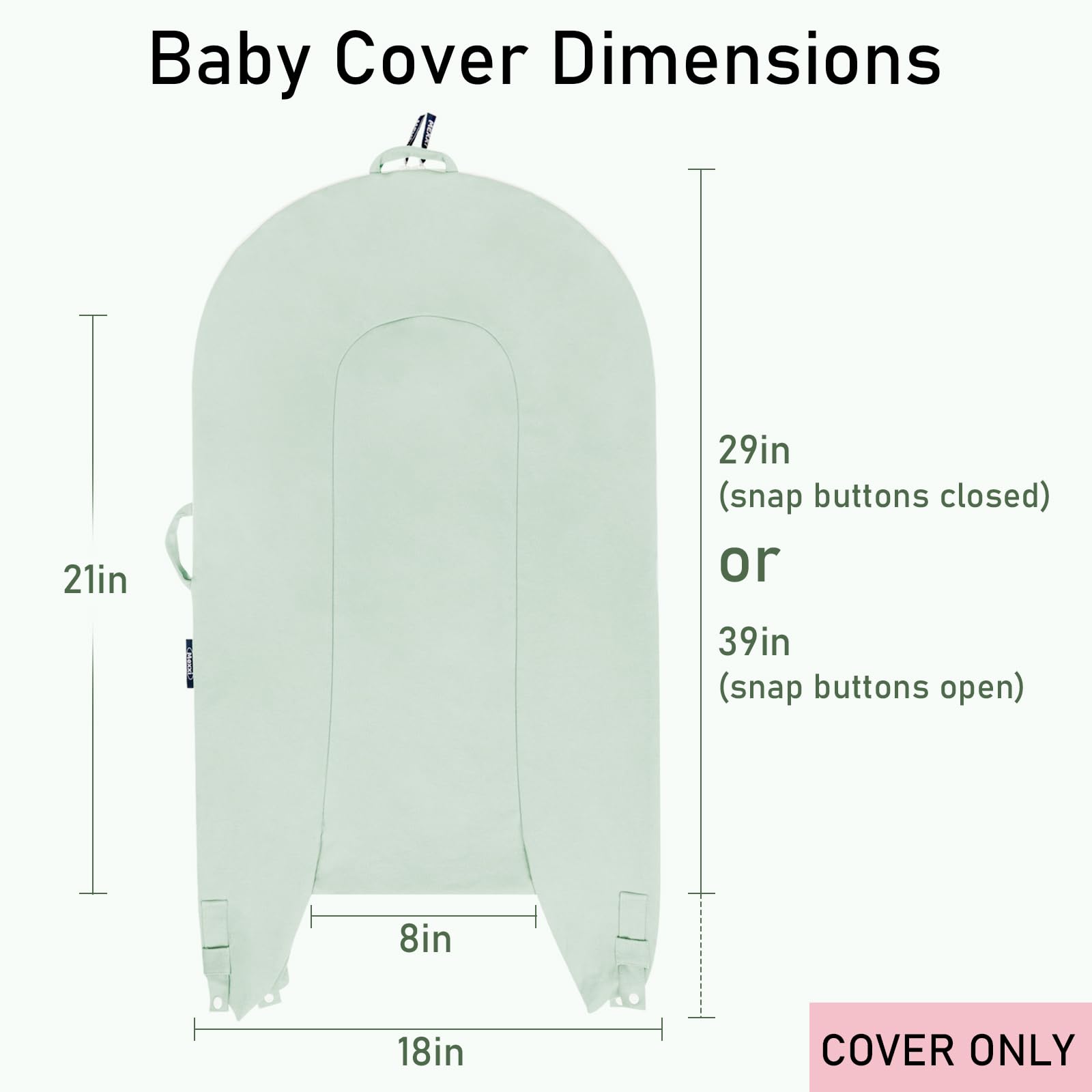 Organic Replacement Cover | Premium Quality Spare Cover 100% Organic Cotton | Hypoallergenic | Fits Dockatot Deluxe + Docks (Pistacho Green)