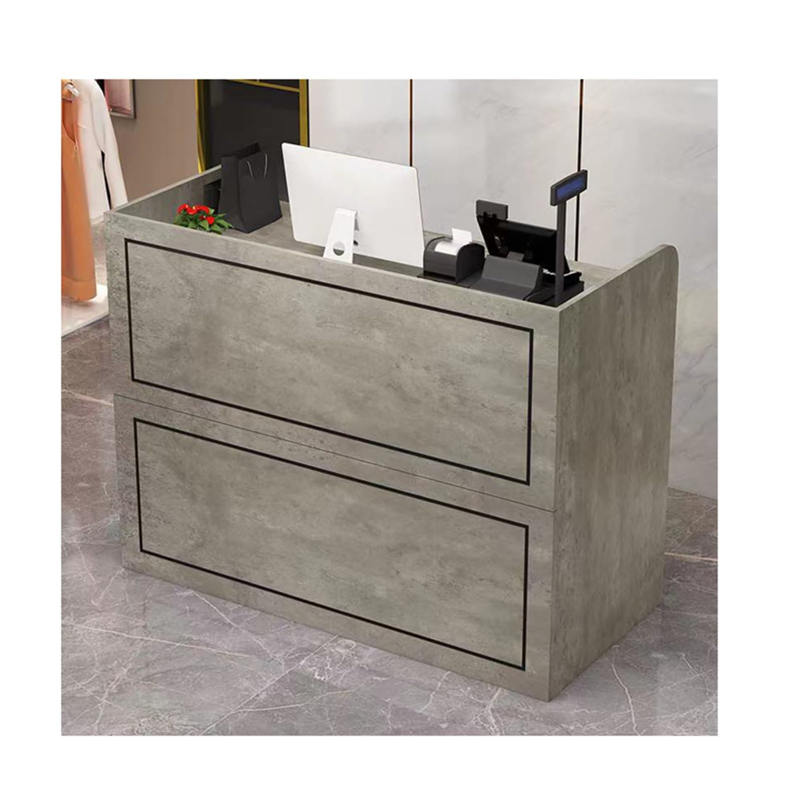 Moderno banco reception con gestione dei cavi, per uffici, hotel e negozi di abbigliamento, 100 cm, elegante reception per sale da lavoro