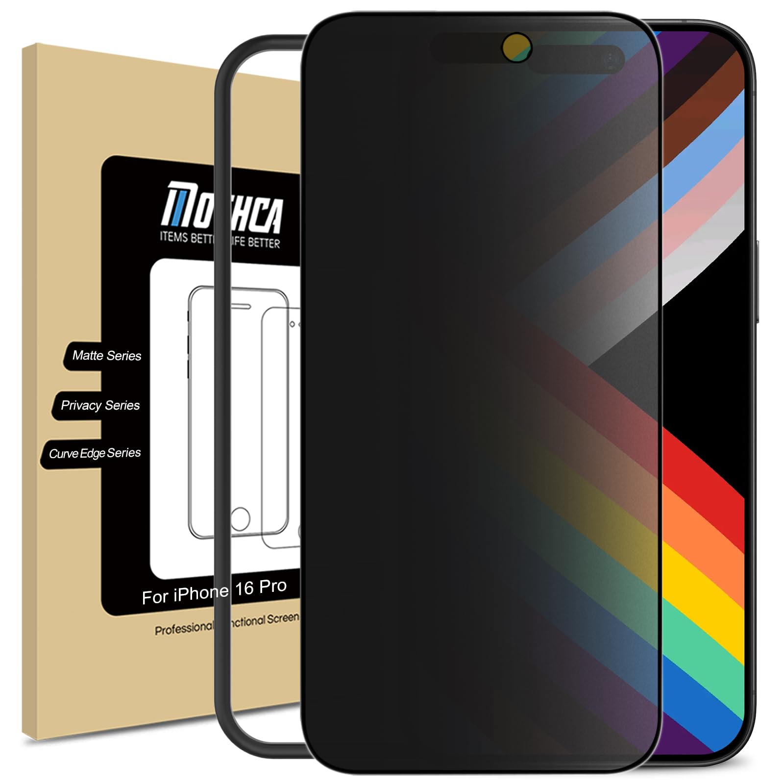 Mothca Matte Privacy Screen Protector for iphone 17/16 Pro 6.3-Inch, Anti-Spy Anti-Glare matt Tempered Glass, Anti-Fingerprint Film (1 Pack)