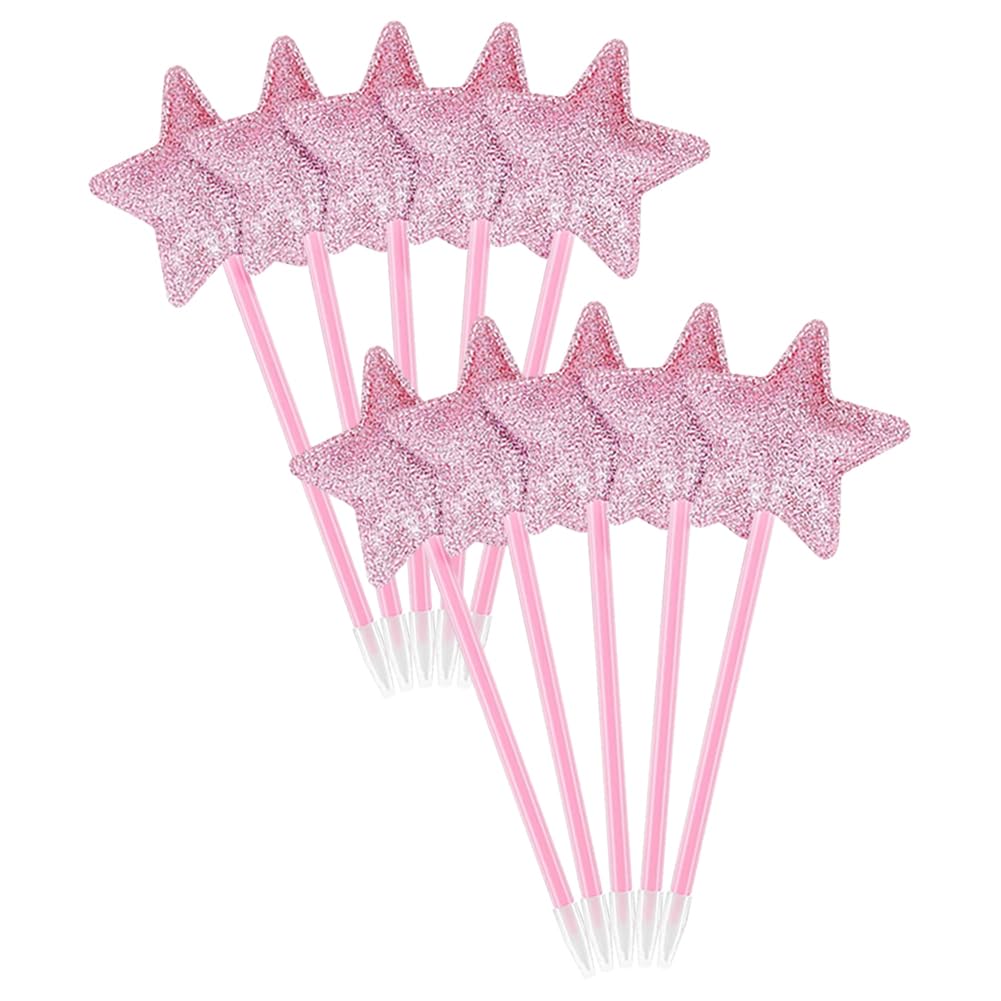 10 Pcs Glitter Star Wand Ballpoint Pens Roller Ball Pens Black Ink Writing Pens Cute Ball Point Pens Medium Point Journaling Pens Smooth Writing Pens Princess and Witch Party Favors for Girls Women