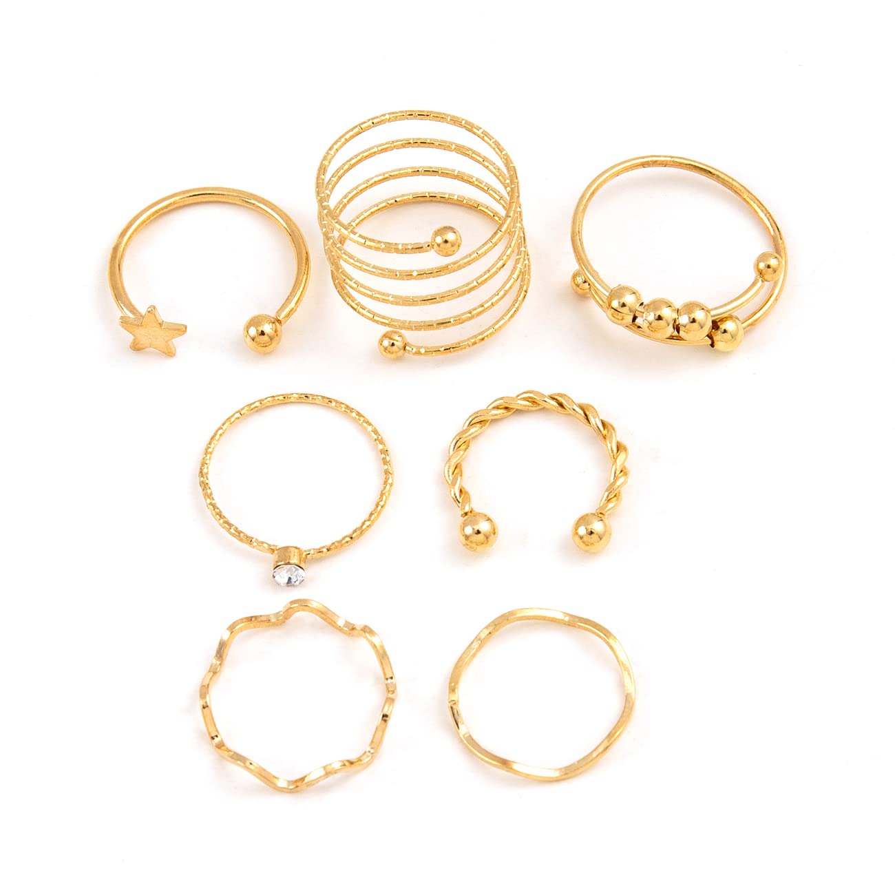 Shining Diva Fashion Latest Stylish Metal Boho Midi Finger Rings for Women and Girls - Set of 7 (14241r), Golden (B0B5DYL9SK) Amazon Price History, Amazon Price Tracker