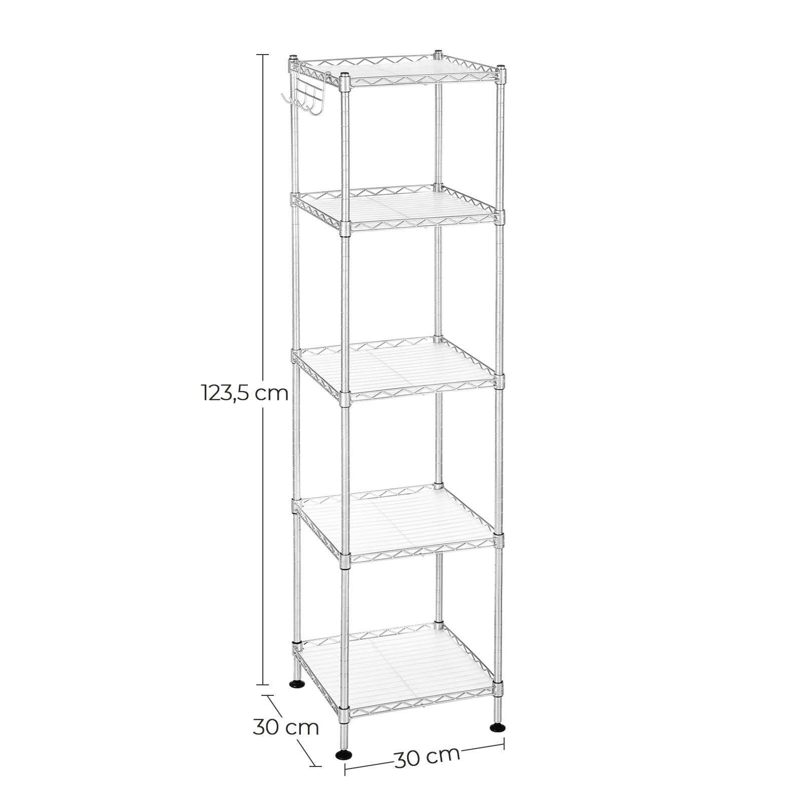 Design Ideas MeshWorks - Scaffale a 5 ripiani, in metallo, per cucina, ufficio o garage, 35 x 35 x 180 cm, colore